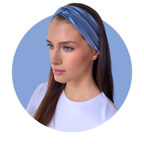 Opaska jedwabna z węzłem - Dove Blue